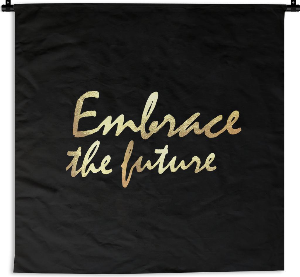 MuchoWow Wandteppich Wandbehang Zitate - Motivation - Schwarz - Gold 150x150 cm Tapisserie Dekoration Wandtuch - Wohnaccessoires - Modernes