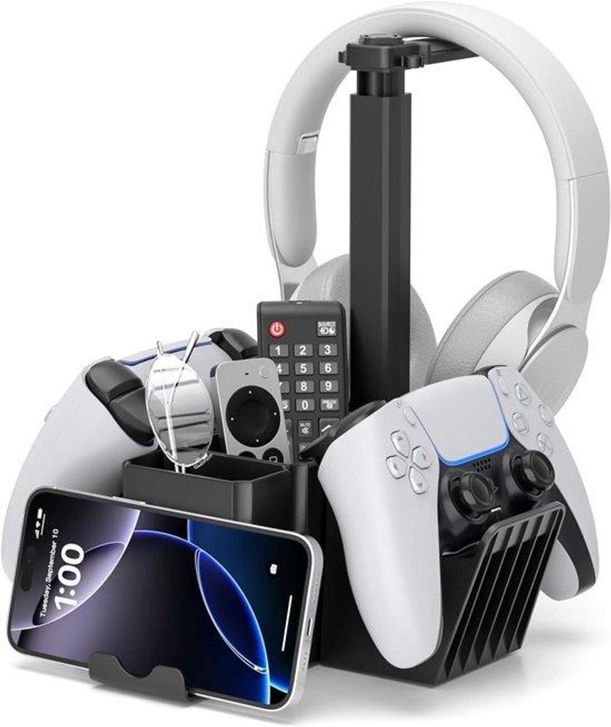 Gaming-Büro-Organizer mit Headset-Stand und Telefonhalter – Standard für Controller und Gaming-Zubehör