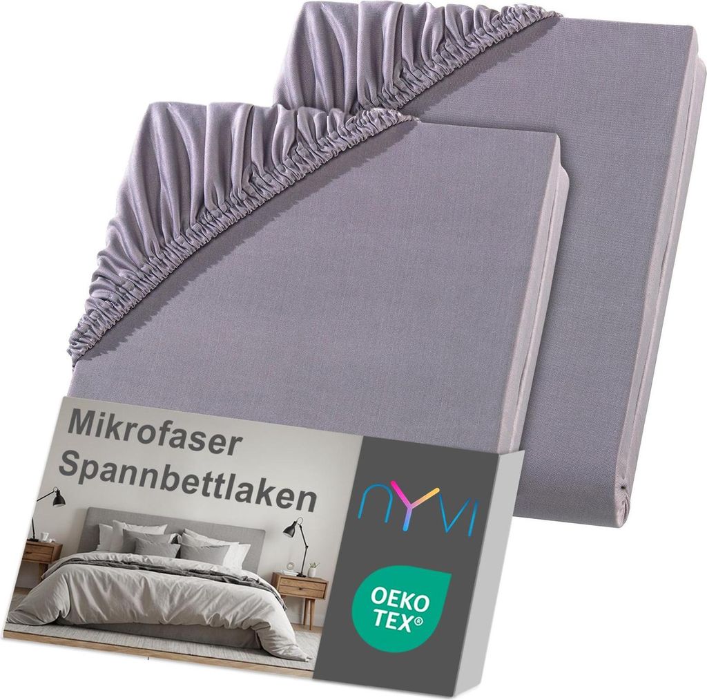 NYVI Spannbettlaken DreamScience Mikrofaser 90x200 - 100x200 cm grau 2er Set für Matratzen bis 22 cm Höhe - Weich & Anschmiegsam, Rundumgummizug,...