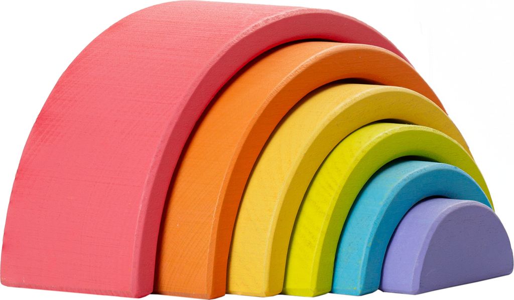 MERLE TOYS Holz Regenbogen Bausteine – Montessori Regenbogen Spielzeug ab 1 Jahr aus nachhaltigem Buchenholz – Kreativer Holzregenbogen
