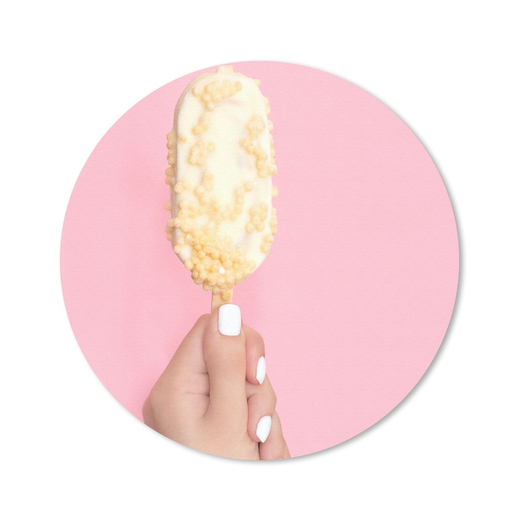 MuchoWow Mauspad Mousepad Eiscreme auf pastellrosa Hintergrund 20x20 cm - Mousepads - Maus Mat - Pad - Mausunterlage - Schreibtischmatte