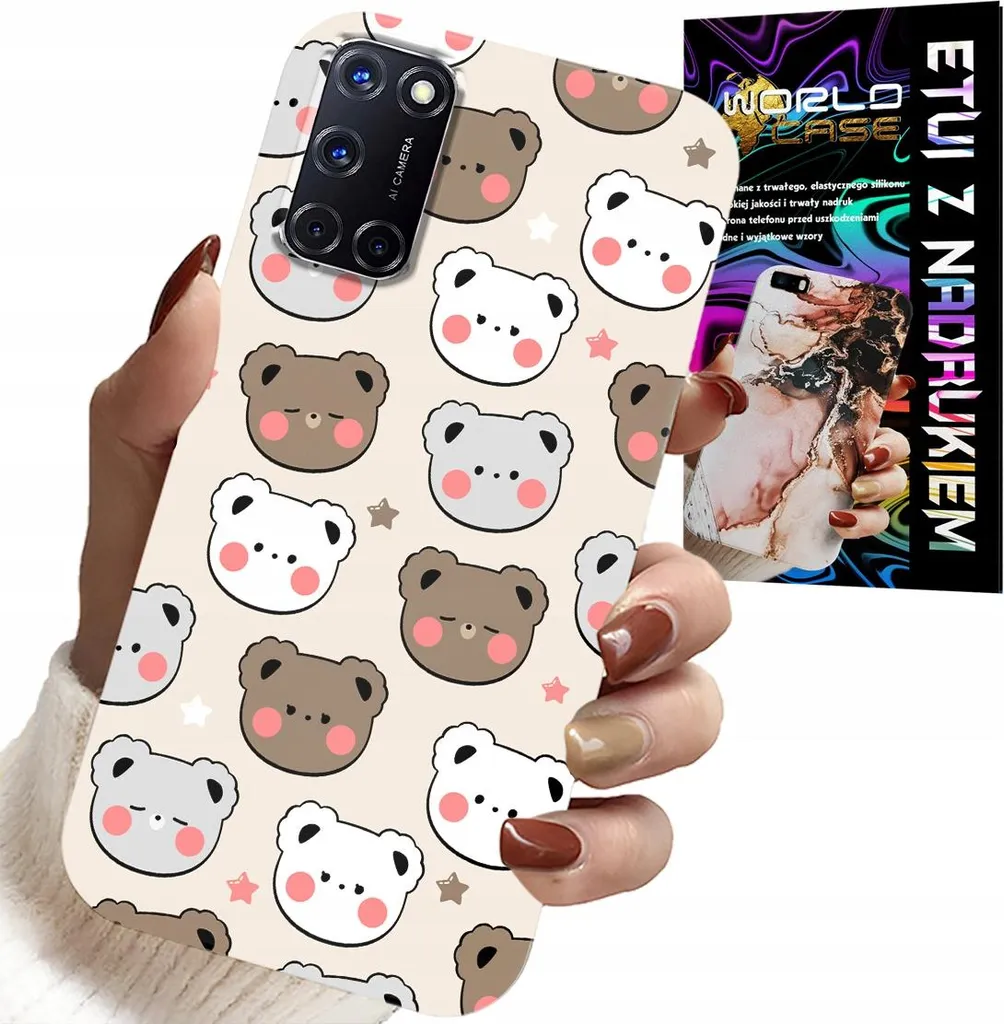 Custodia per Oppo A52 - Modelli di orsetti per bambini + vetro