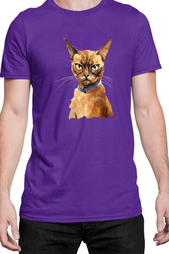 Herren T-Shirt Funny Cats Breeds Burmese Cat 020, Man XL / Lila