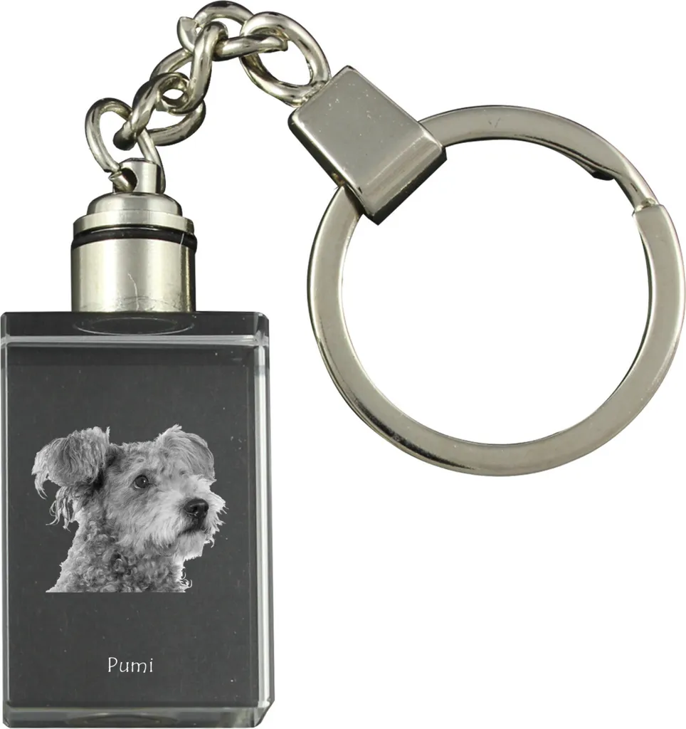 Portachiavi in Cristallo con Incisione Pumi e LED - Art-Dog Originale