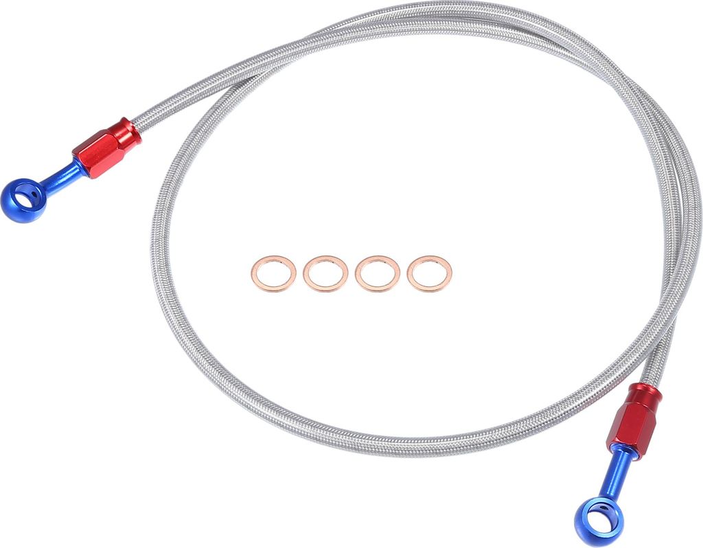 1 Satz 110 cm 10 mm ID Motorrad Hydraulikbremsleitung Ölschlauch 28° 0° Gummiummanteltes Kabel für ATV Motocross Sportbikes Silberton