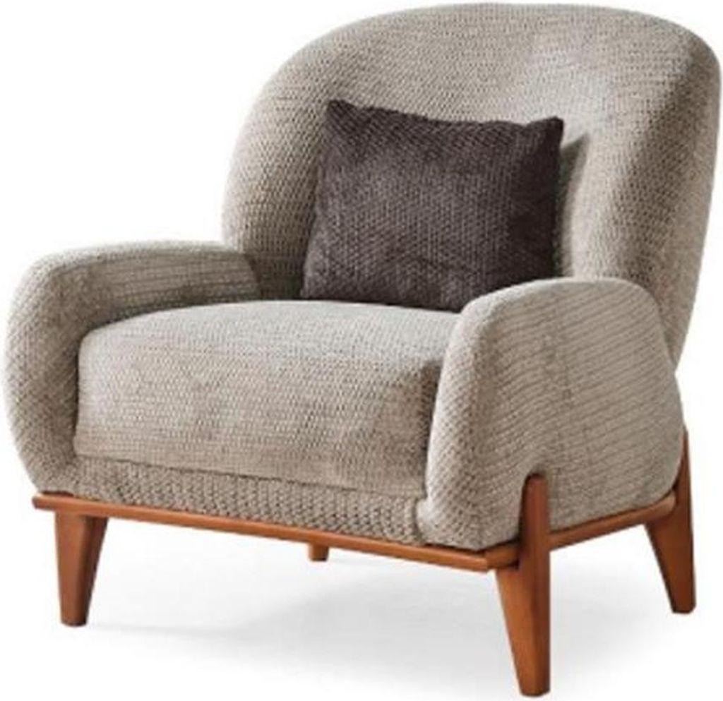 Sessel Ohrensessel Stoffsessel Grau Polster Sitz Wohnzimmer Einsitzer
