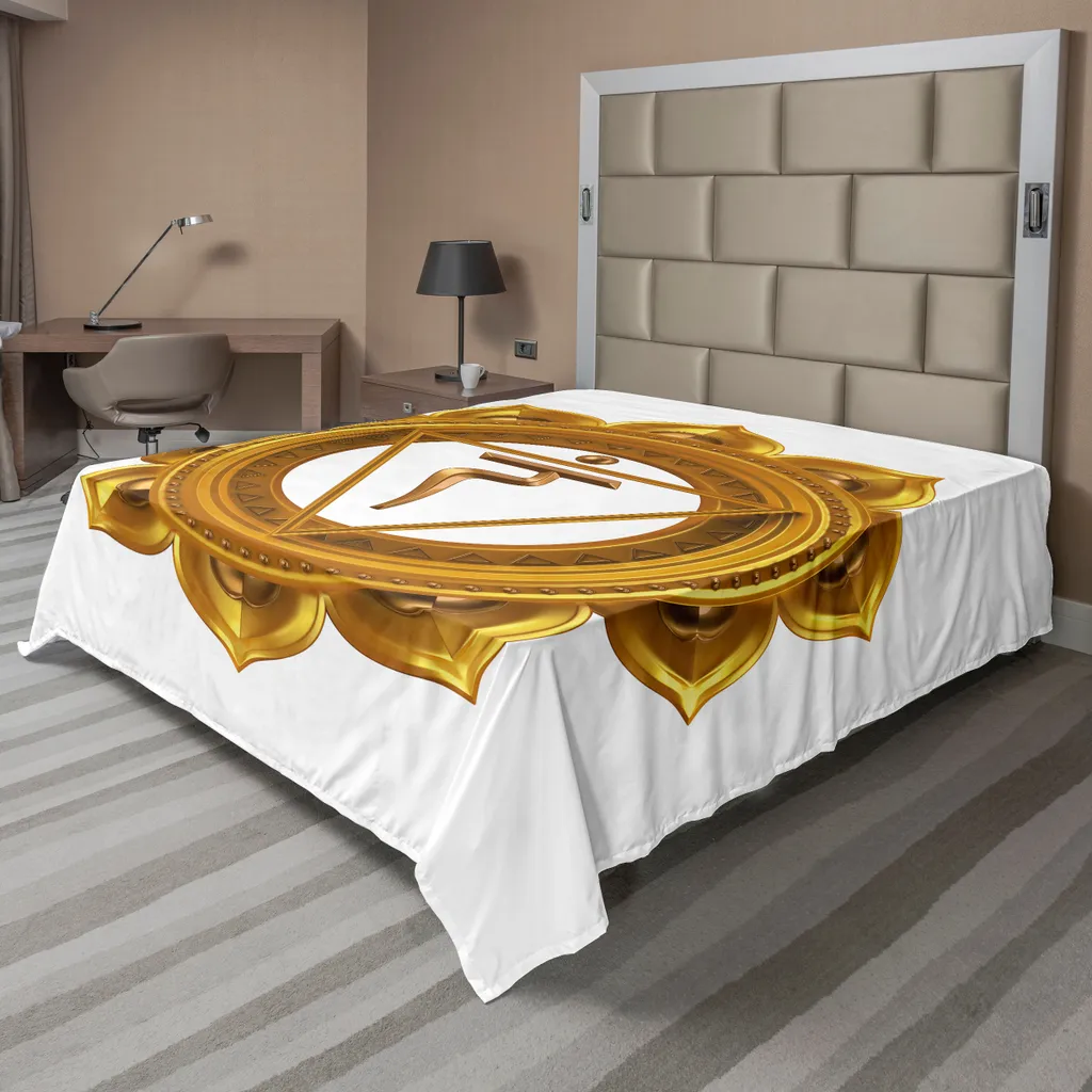 Drap de lit Chakra Jaune Terre ABAKUHAUS - Microfibre Douce 275x260 cm