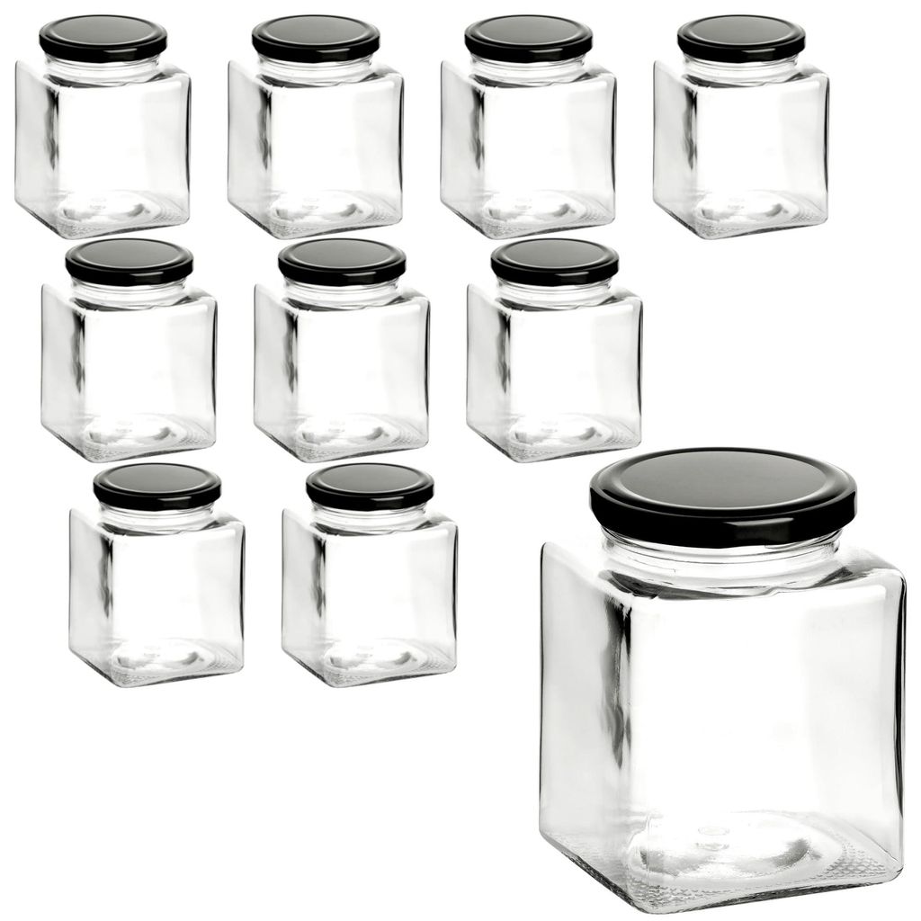 gouveo 10er Set Einmachgläser 500 ml eckig mit Produktbild 
