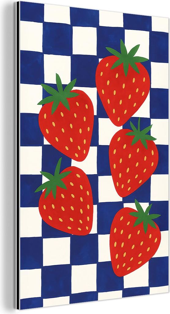MuchoWow Wanddekoration Metall Metallbild Wandkunst 100x150 cm Blockiert - Blau - Erdbeere MuchoWow Aluminium Gemälde - Bild