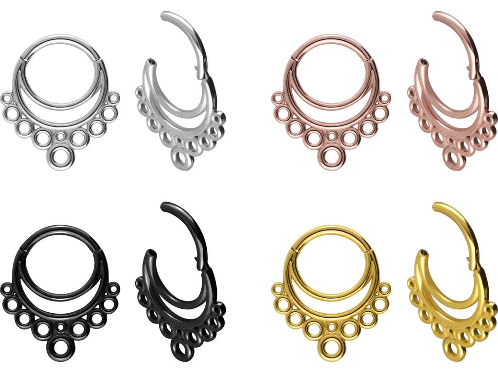 Ohrpiercing, Nasenpiercing, Septum Piercing Chirurgenstahl Segmentring Clicker 2 RINGE + 10 KREISE