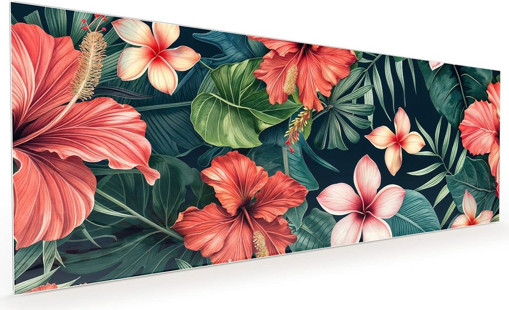 Küchenrückwand Spritzschutz Glas mit Motiv Tropenblumen 40 x 40 cm