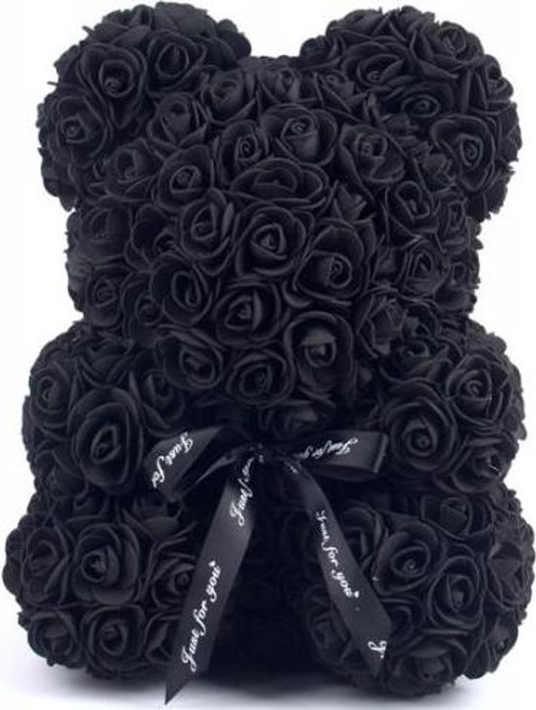 Schwarzer Rosenbär 25 cm, aus Hunderten von Samtrosen Produktbild 