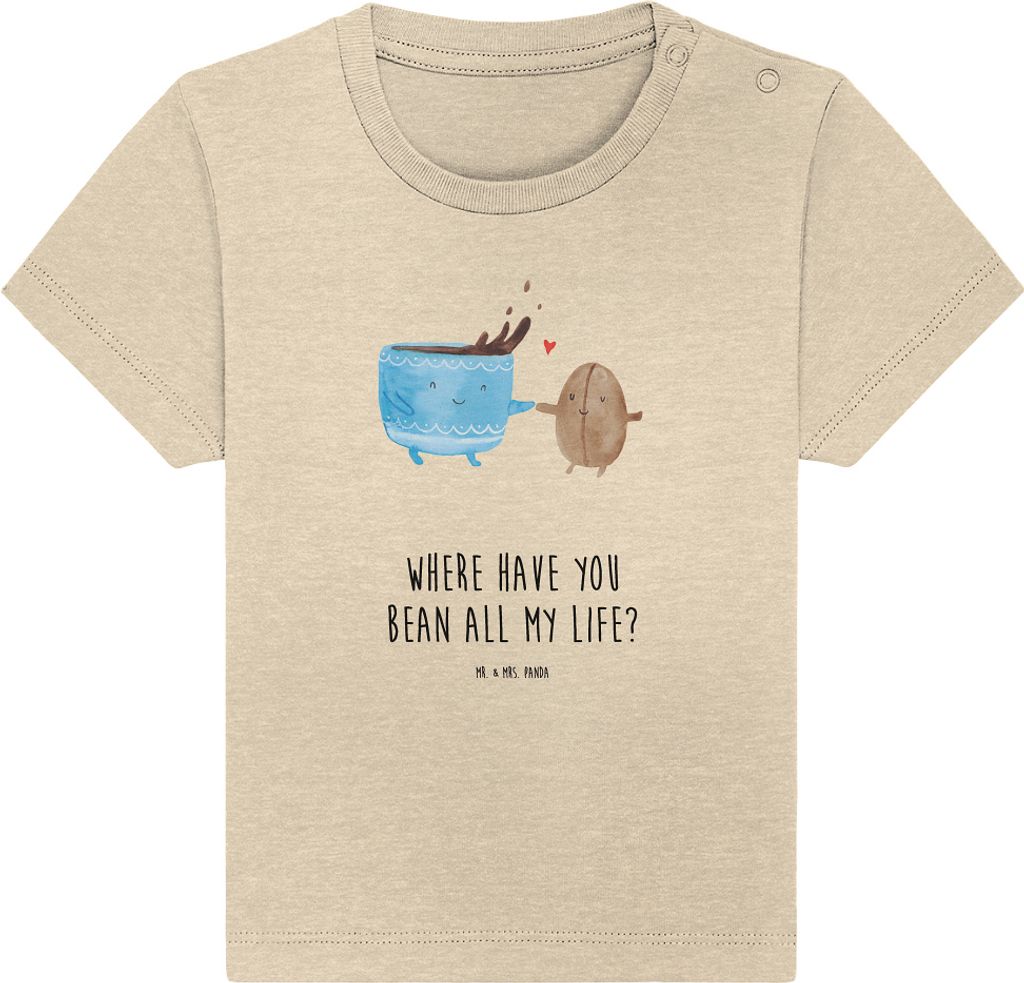 Mr. & Mrs. Panda T-Shirt Kaffee Bohne 6. - 12. Monat - Natural Raw - Geschenk, Genuss, Zufriedenheit, Kinder, Kleinkind, Lustige Sprüche, Kaffeebo...