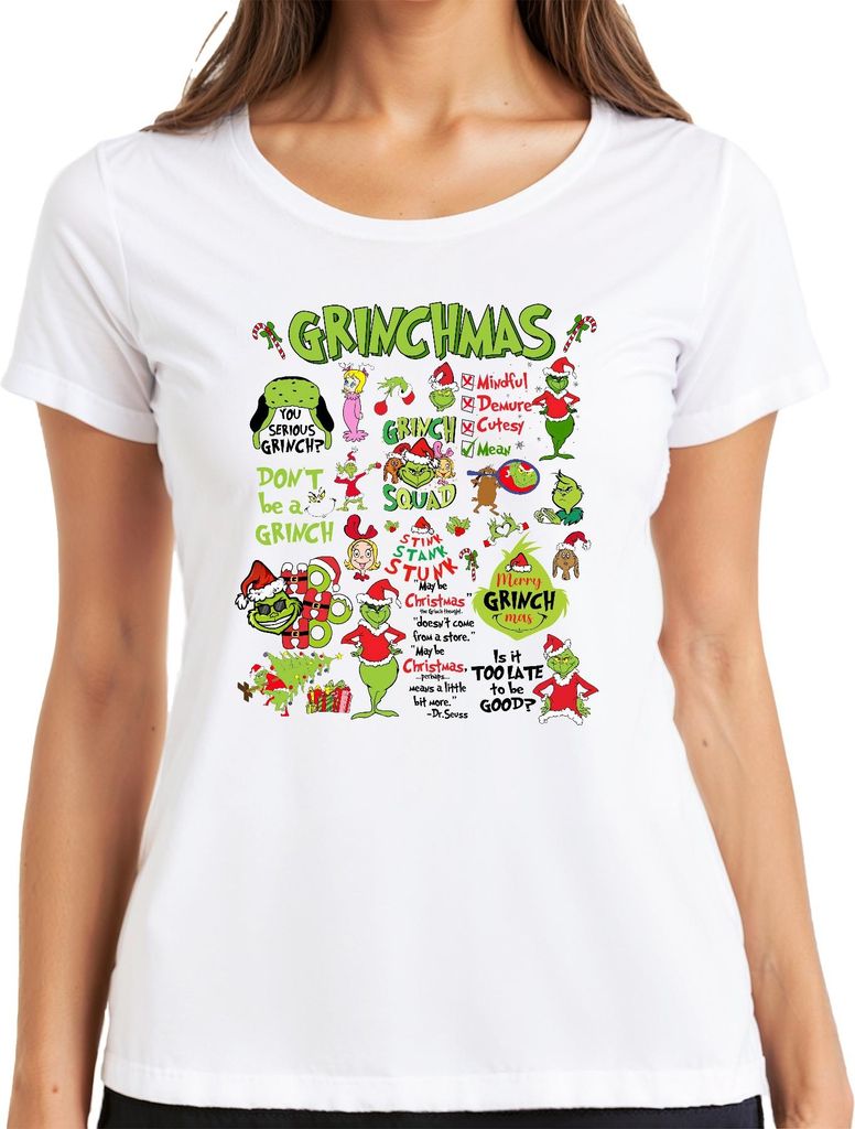 Grinchmas Grinch Squad Don't Be a Grinch Merry Christmas Funny Damen T-Shirt, Weiß, M