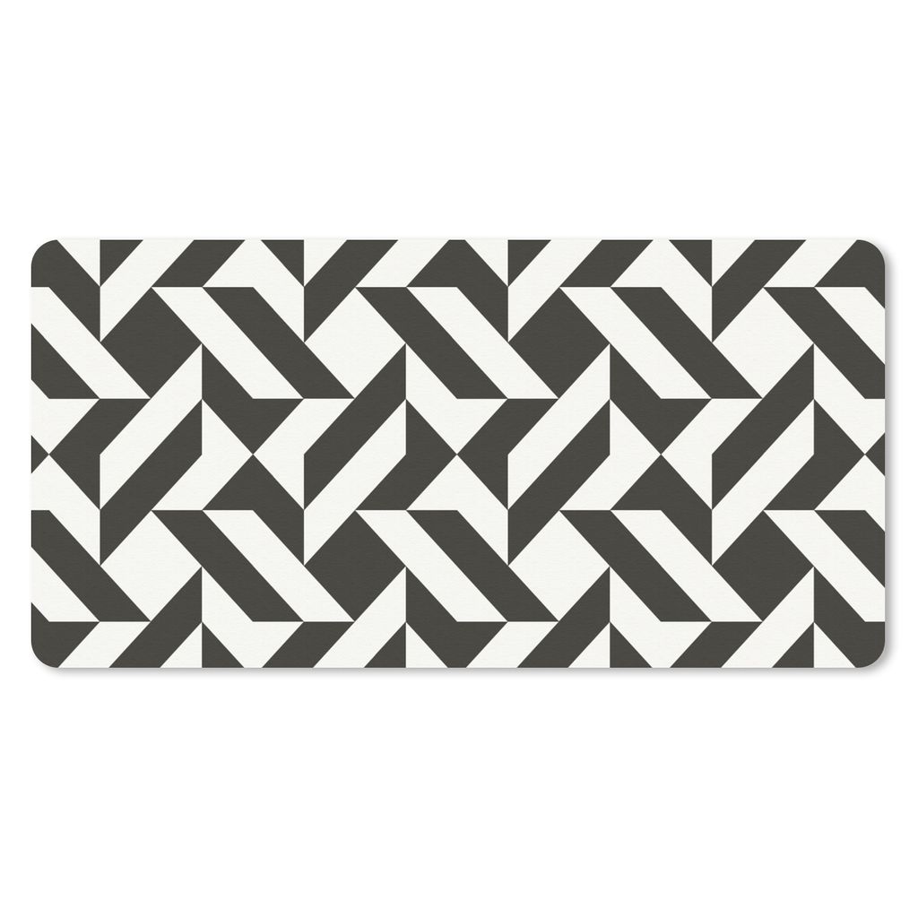 MuchoWow Mauspad Mousepad Schwarz - Weiß - Geometrische Formen - Muster 60x30 cm - Mousepads - Maus Mat - Pad - Mausunterlage - Nachhaltig