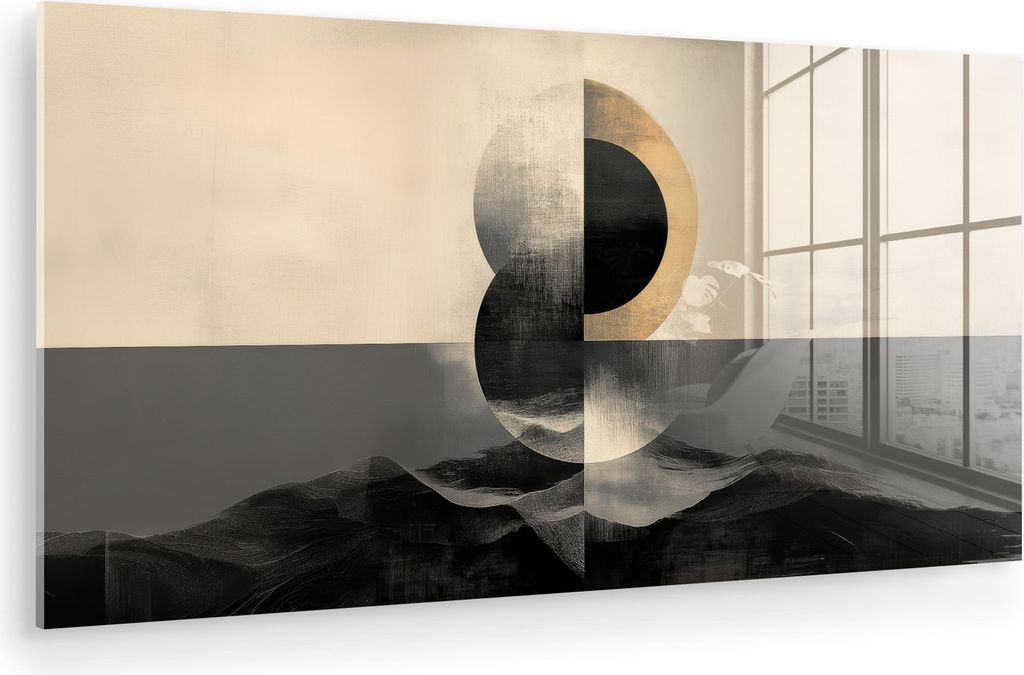 MuchoWow Glasbilder - Bilder auf Wandbild - Foto auf Glas Kreise - Schatten - Abstrakt 80x40 cm Wanddekoration aus Glas - Acrylglasbild - Acrylbild...