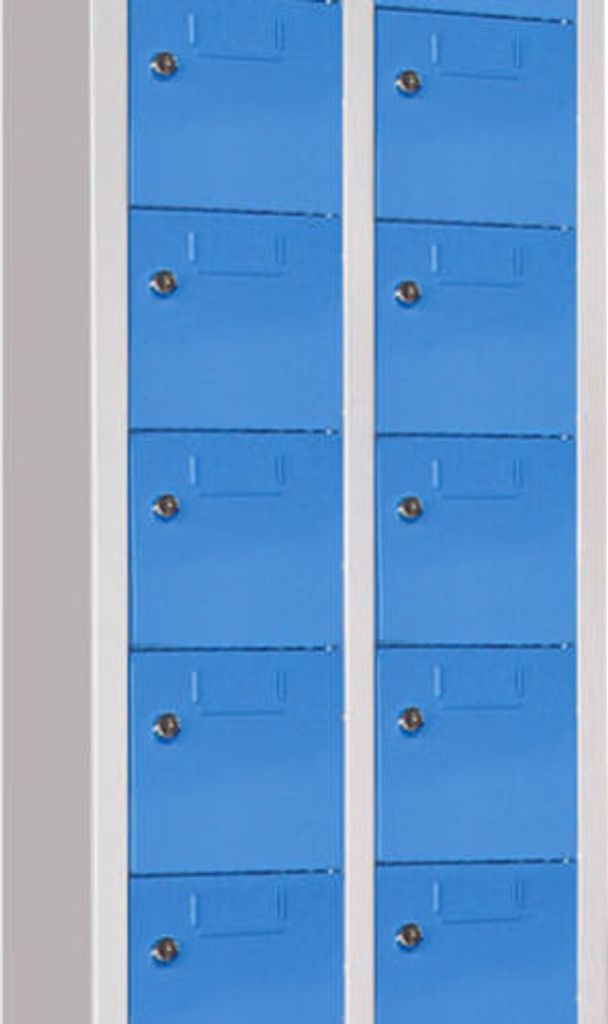 Kleinfachschrank - 20 Fächer - 1.950 x 460 x 200 mm (HxBxT) - Etikettenrahmen - feuerrot/enzianblau
