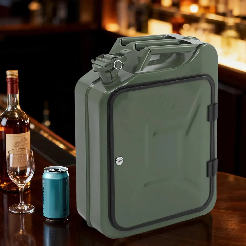 Bar à Whisky pour Salon et Bureau - Jerrycan Noir Mobile Design 47cm