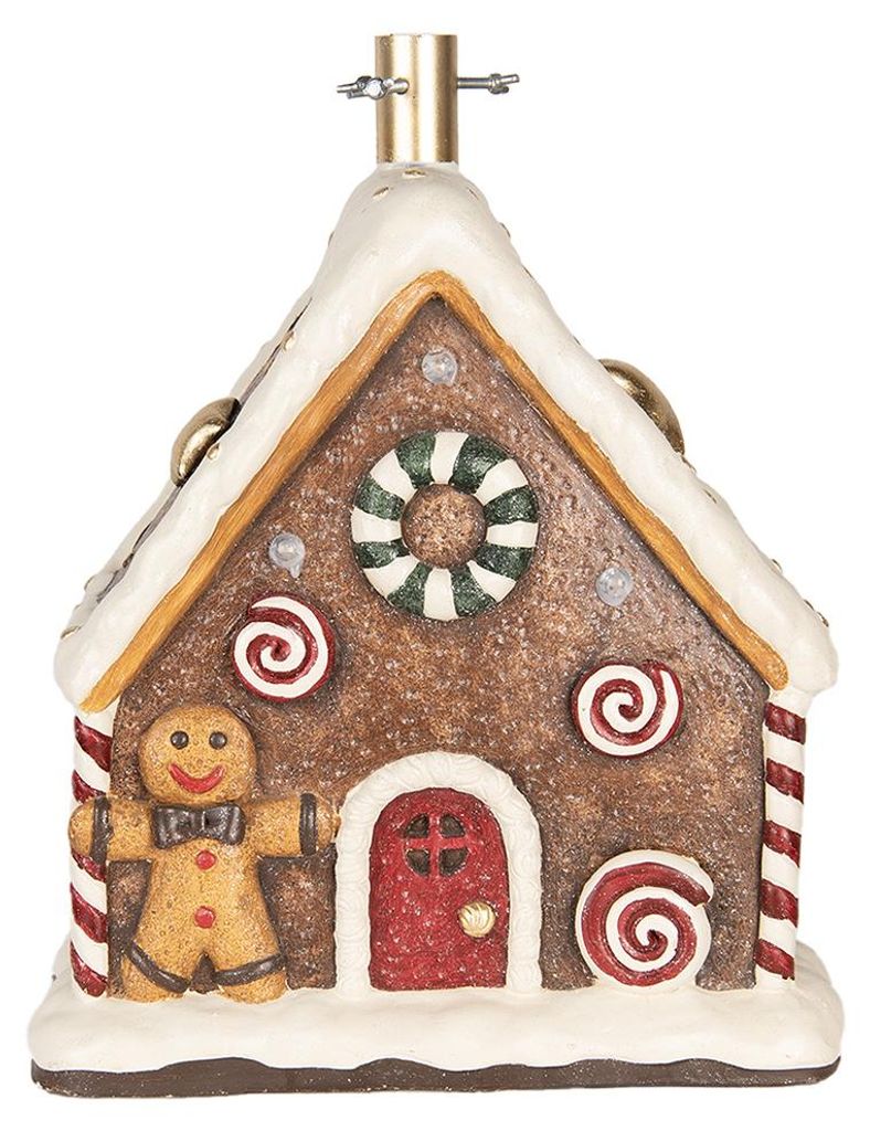Clayre & Eef kerstboomstandaard, peperkoekhuismodel, Productafbeelding 