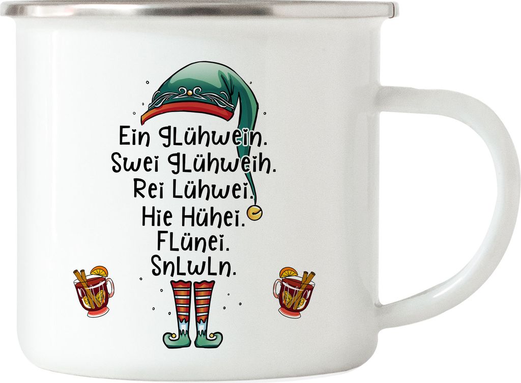 Glühwein Emaille Tasse Alkohol Betrunken Adventmarkt Weihnachtsmarkt Weihnachtsstimmung Weihnachten Advent