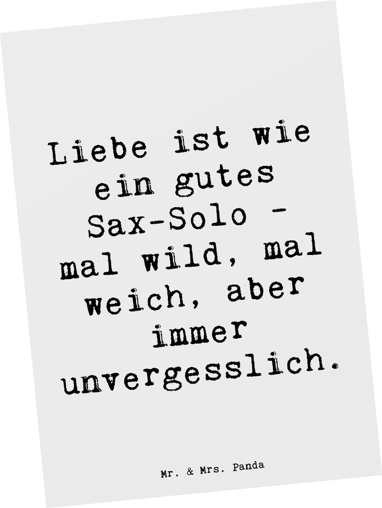 Mr. & Mrs. Panda Grußkarte Spruch Saxophon Liebe - Weiß - Geschenk, Ansichtskarten, Musik, Emotionen, Blues, Musiker, Postkarten, Musikgeschichte...