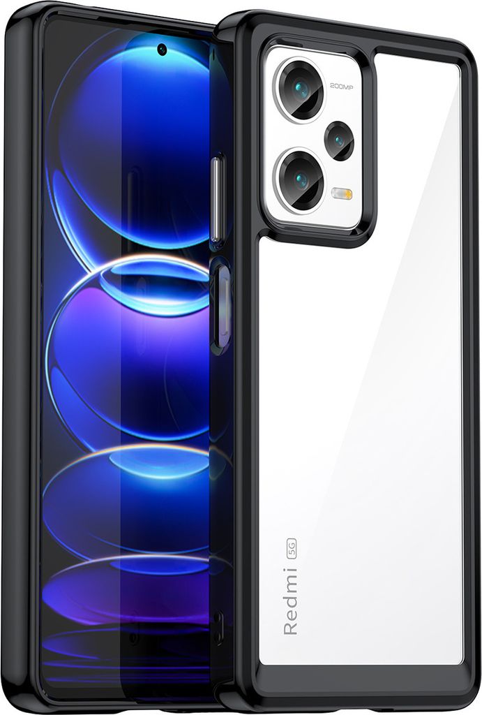 Redmi Note 12 Pro+ Hülle, Klar Rückseite Stoßfeste TPU Silikon Bumper Schutzhülle für Xiaomi Redmi Note 12 Pro+ Schwarz
