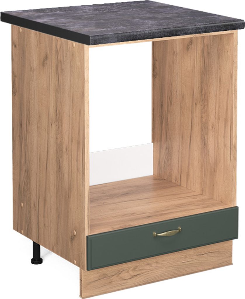 Herdumbauschrank Vicco Fame-Line Grün-Gold Landhaus 60 cm , AP Anthrazit, Model 46997