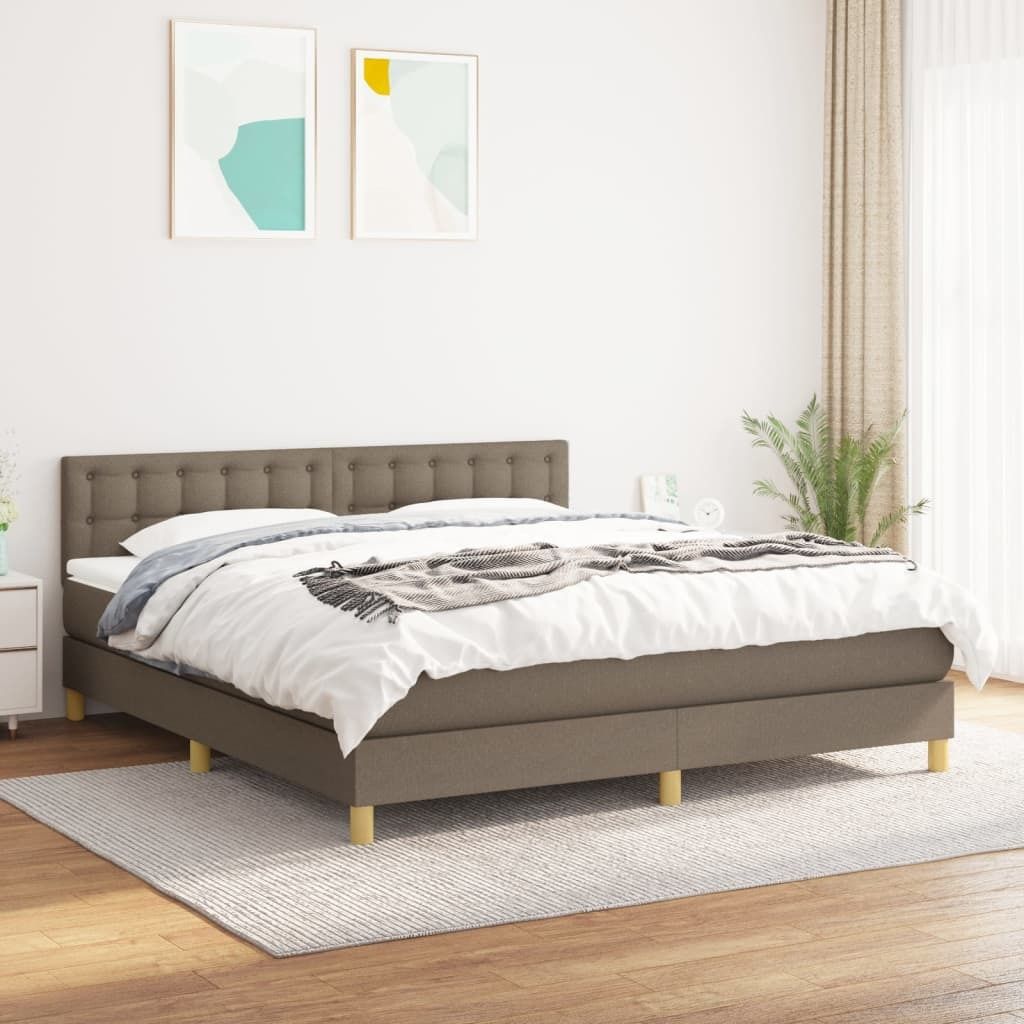 The Living Store Boxspringbett mit Matratze Taupe 180x200 cm Stoff