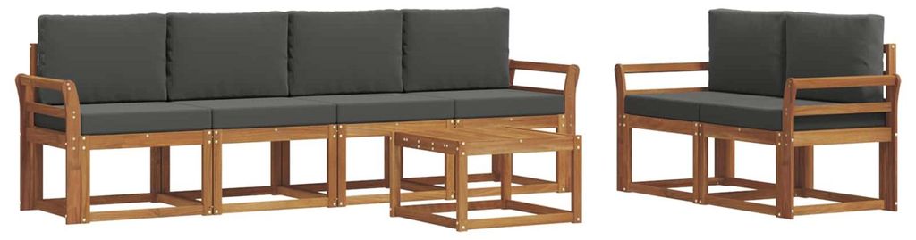 vidaXL Outdoor-Sofagarnitur mit Kissen 7 pcs Natur und Anthrazit
