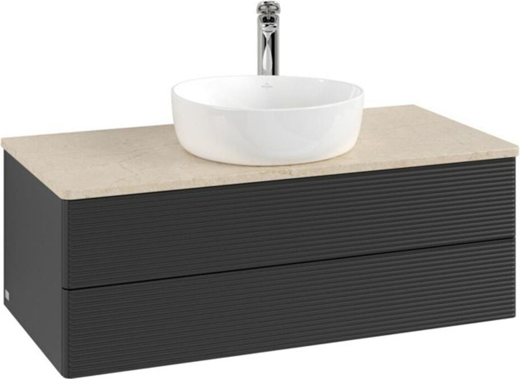 V&B Waschtischunterschrank mit Frontstruktur Antao 100x36x50cm, HL, WBP botti., bla m Lac