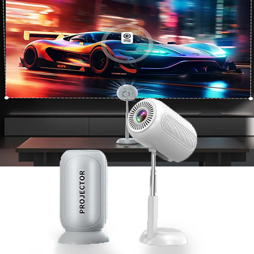 Cinéma Maison sans Fil : Projecteur 4K pour Smartphone et Console Blanc