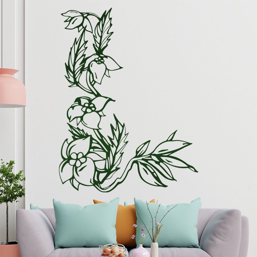 Herbst Blüten Wandtattoo in 6 Größen - Wandaufkleber Wall Sticker - Dekoration, Küche, Wohnzimmer, Schlafzimmer, Badezimmer