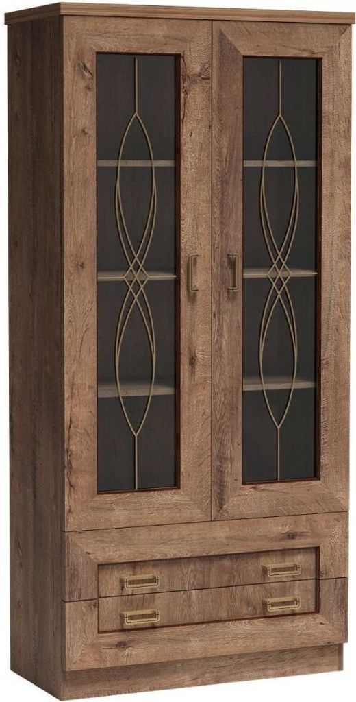 Vitrinenschrank 90cm breit Lefkas Eiche, TEORA-161