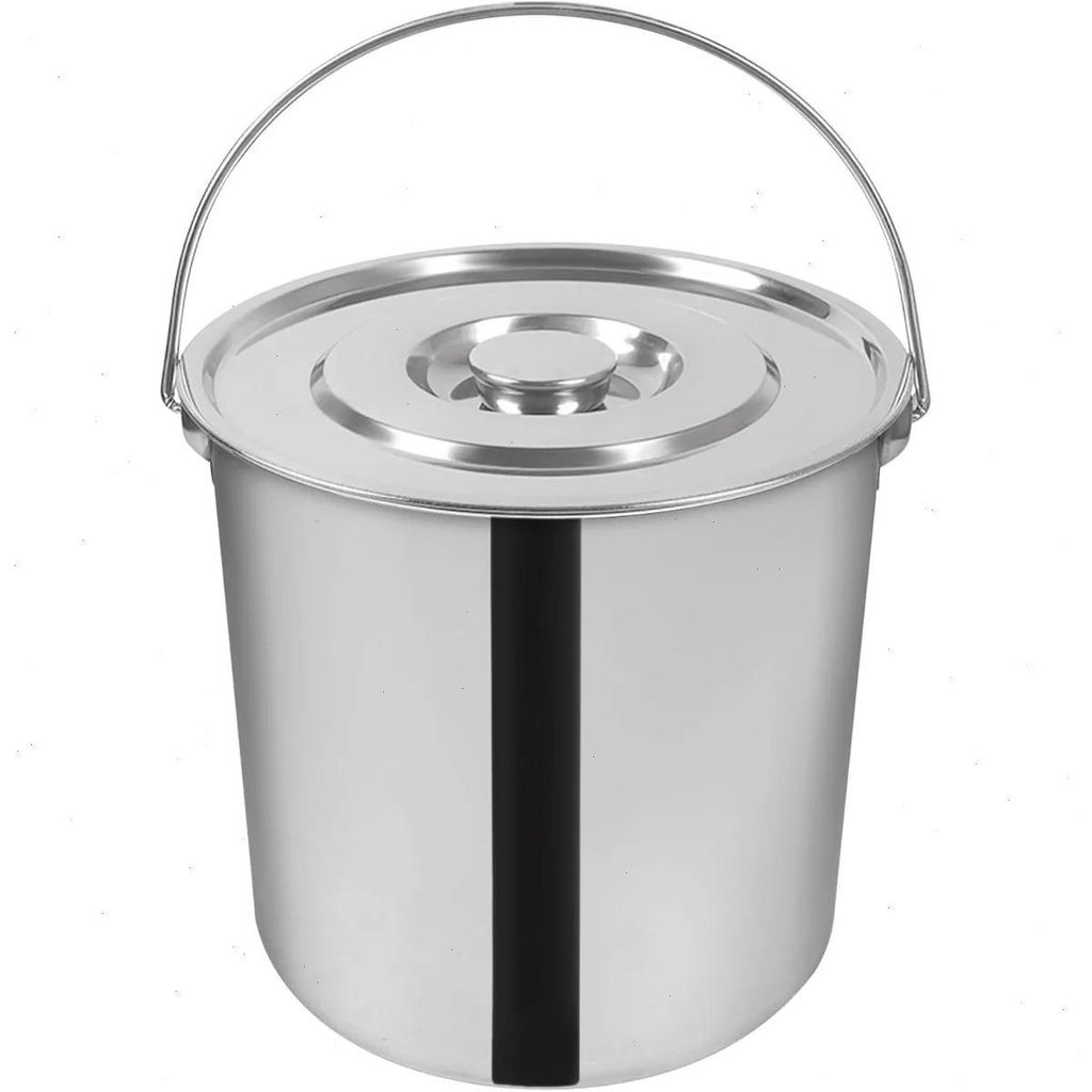 Edelstahl Eimer - Milchkanne mit Deckel - 20 l Volumen - 304 Edelstahl - Luftdicht Verschließbar - Lebensmittelecht - Silber