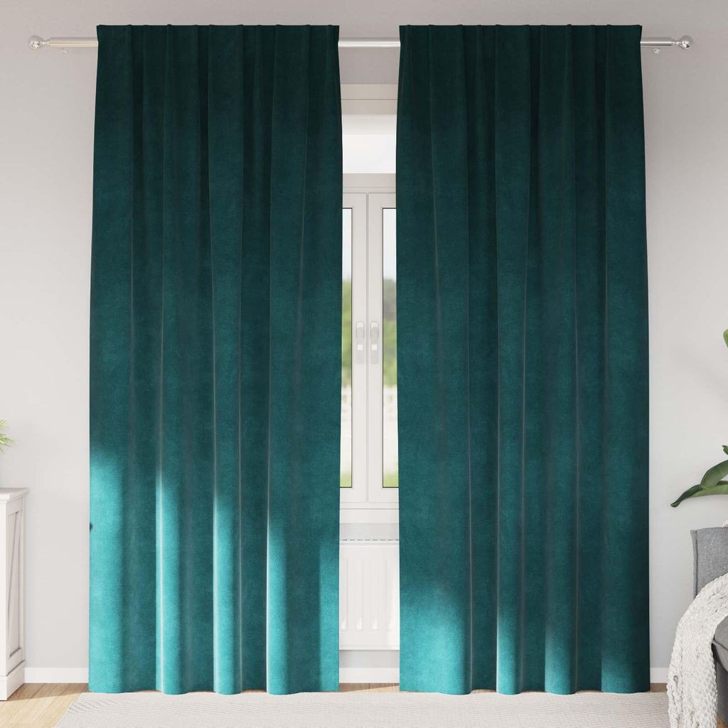 Verdunkelungsvorhänge 2 pcs Dunkelgrün 140 x 260 cm Samt