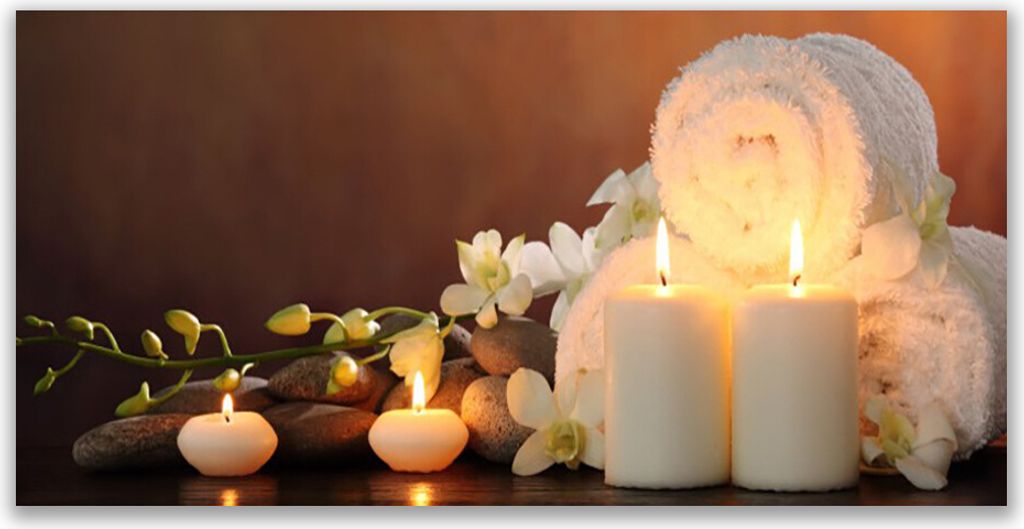 Tulup Leinwand-Bilder 140x70 Wandbild Canvas Kunstdruck Kerzen Badetücher Kunst