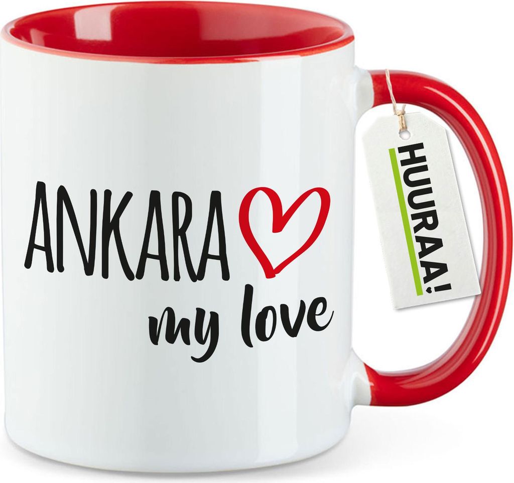 Huuraa Kaffeetasse Ankara my love 330ml Rot Keramik Kaffeebecher Geschenkidee