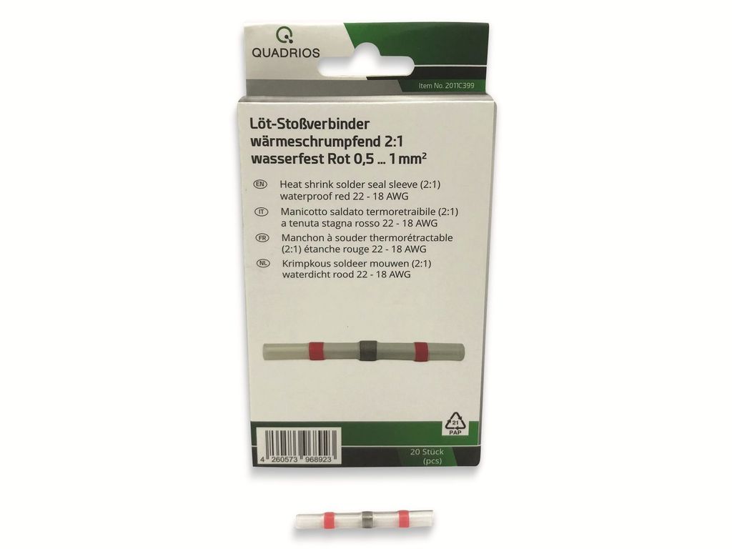 QUADRIOS, 2011C399, Löt-Stoßverbinder-Sortiment, Rot - 0.5 ... 1.0 mm² - 20 tlg.