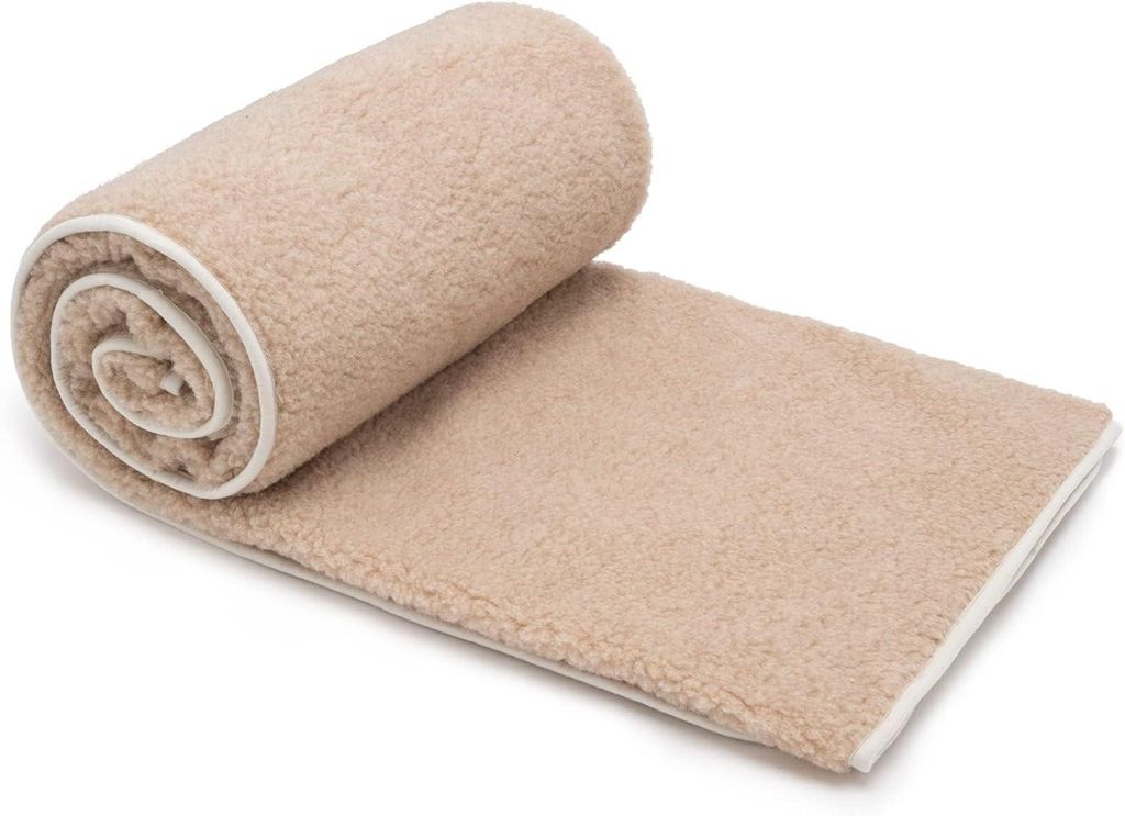 Best Wool Merino Wolldecke Schurwolle 160x200 cm Beige – Kuscheldecke aus 100% Wolle ca. 500 g/m² flauschig & atmungsaktiv