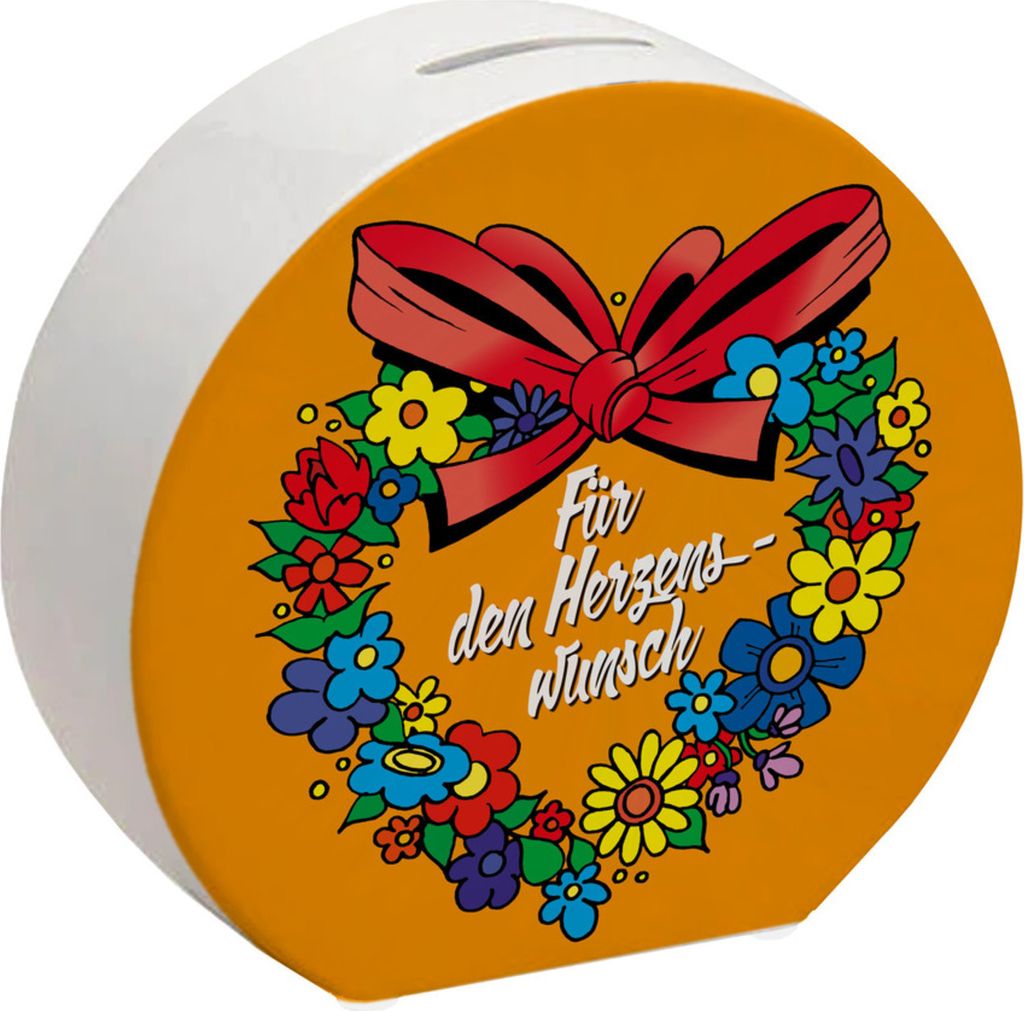 Spardose Herzenswunsch in orange