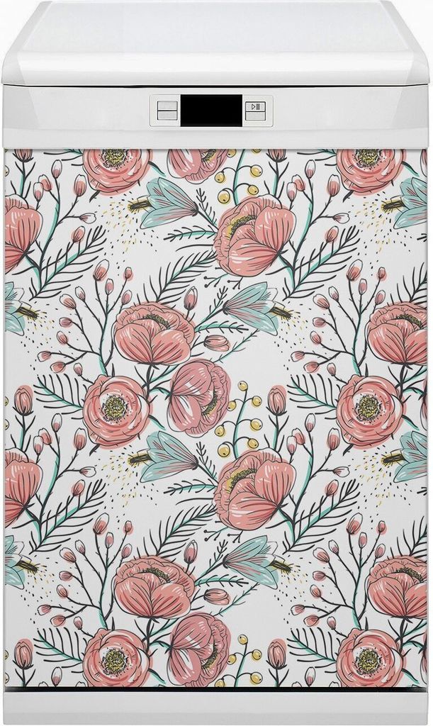 Magnete Küche Magnetmatte Magnet für Spülmaschine Abwaschbar Nachbildung 45x80 cm - Mohnblumen