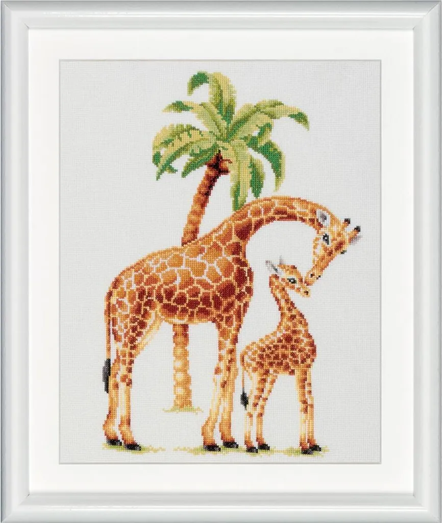 Kit Broderie Girafe Safari Toile Aida - Point de Croix 25x38 cm