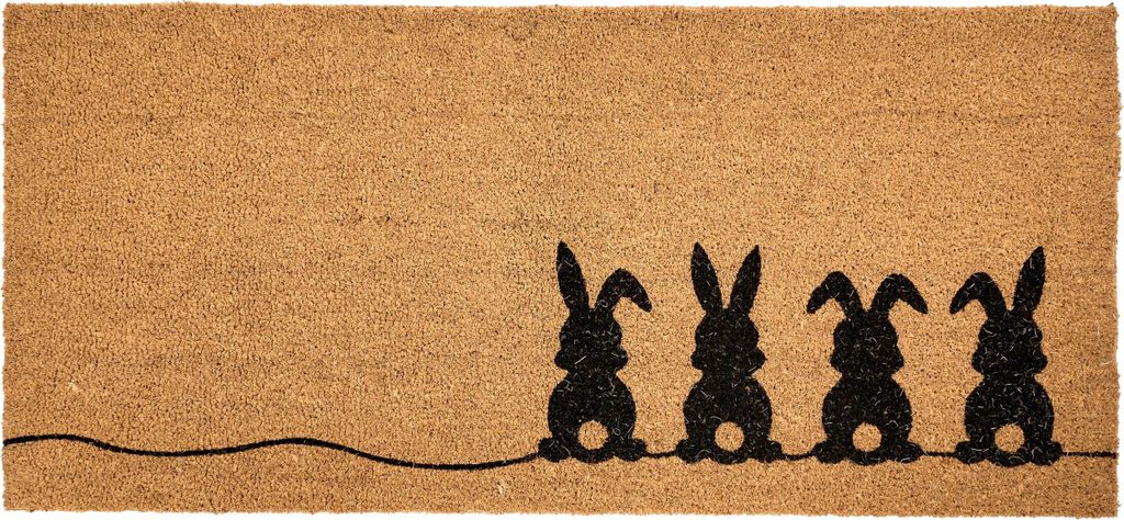 BELIANI Fußmatte Naturfarben Kokosfaser 55 x 120 cm Rechteckig mit Hasenmotiv Anti-Rutsch-Rückseite Indoor Innenbereich Fußabtreter