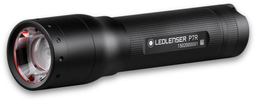 Ledlenser P7R, Taschenlampe, Schwarz, Aluminium, Tasten, Produktbild 