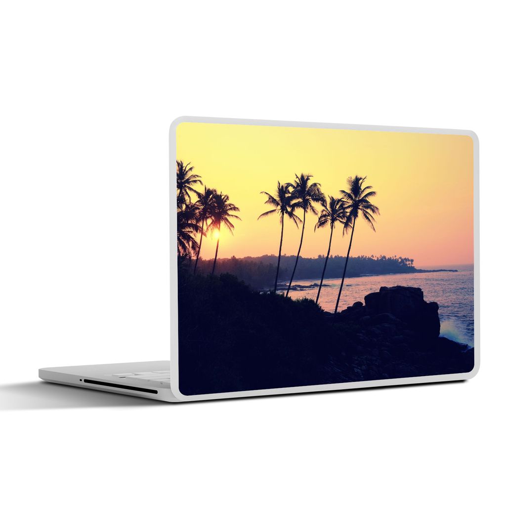 MuchoWow Laptop Aufkleber Sticker Cover Meer - Palme - Abend - Landschaft 30x21 cm - Sticker für Laptop - Selbstklebend