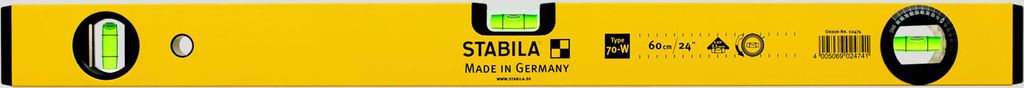 Stabila Wasserwaage Type 70 W, 60 cm, mit drehbarer Winkel-Libelle