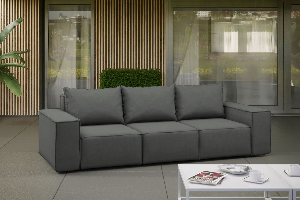 Kaiser Möbel Gartenmöbel sofa SONNE für den Garten, die Terrasse, den Hof, gemütliche Grau