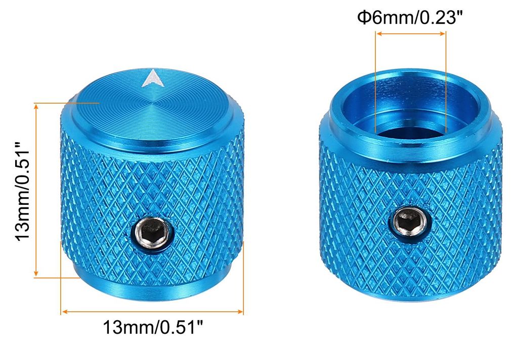 6 Stš¹ck Aluminium Potentiometer Drehknopf, 1/4" (6mm) Universelle Lautst?rke Tonregelkn?pfe mit Pfeilindikator fš¹r Gitarre, 1/2" Blau
