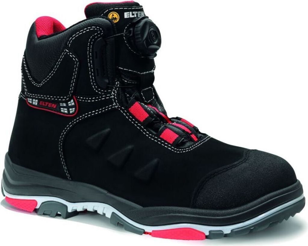 ELTEN Veiligheidsschoenen Mike Black Mid ESD S3S, dames en heren, textiel, stalen neus, licht, klassiek, zwart, 42 EU