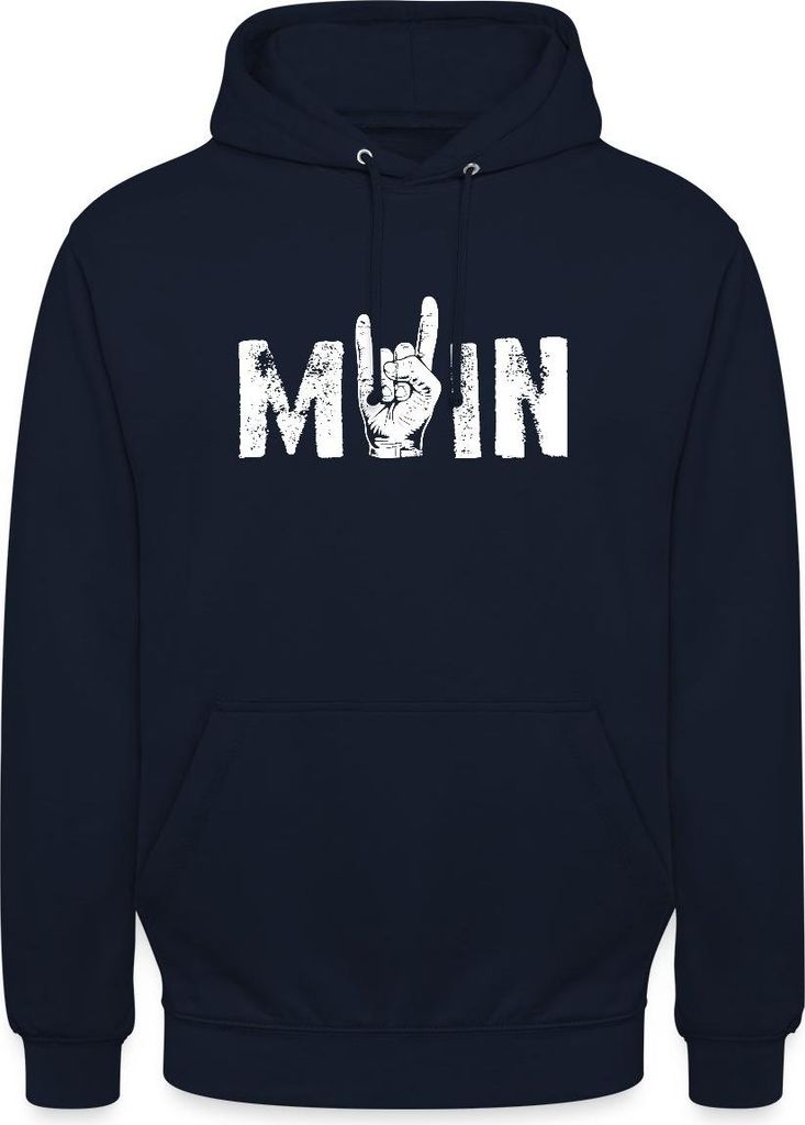 Spreadshirt Moin Rock n Roll Gruß Aus Dem Norden Musik Rocker Uni Hoodie, M, Navy